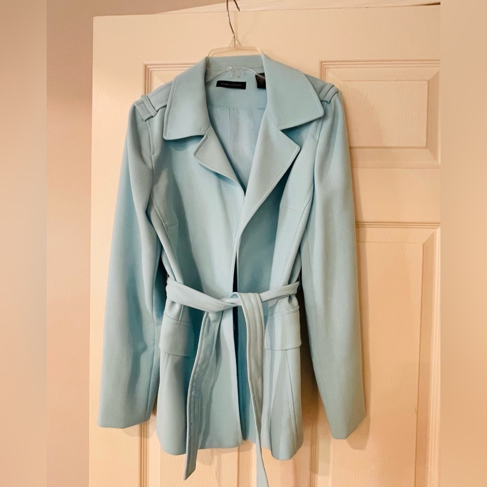 Valerie Stevens Light Blue Tie Front Wrap Blazer